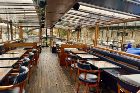 Le Calife’s upper deck, its tables and large bay windows