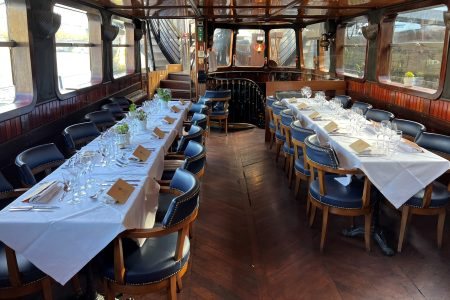 The large tables in the lounge area
